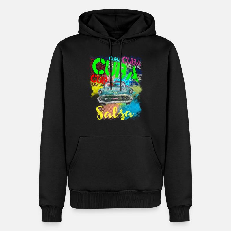 Cuba Salsa Havana Oldtimer Auto - Männer Premium Bio Hoodie - Schwarz