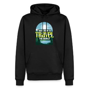 Voyage - Sweat à capuche Premium bio Homme - noir - Devant - Nico (187cm)