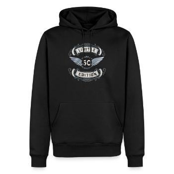 50th birthday gift vintage design t-shirt - Men’s Premium Organic Hoodie - black - Front - Nico (187cm)