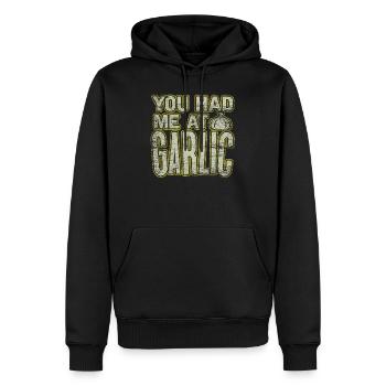 L'ail - Sweat à capuche Premium bio Homme - noir - Devant - Nico (187cm)