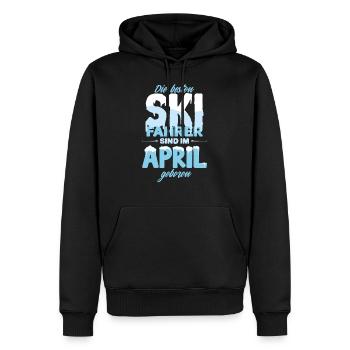 Ski Skifahrer Geburtstag April - Männer Premium Bio Hoodie - Schwarz - Vorne - Nico (187cm)