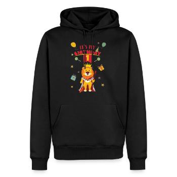 1er cadeau de lion d'anniversaire - Sweat à capuche Premium bio Homme - noir - Devant - Nico (187cm)