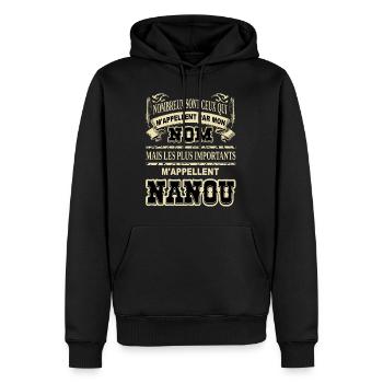 Meilleure grand-mère nanou cadeau humour mamie - Sweat à capuche Premium bio Homme - noir - Devant - Nico (187cm)