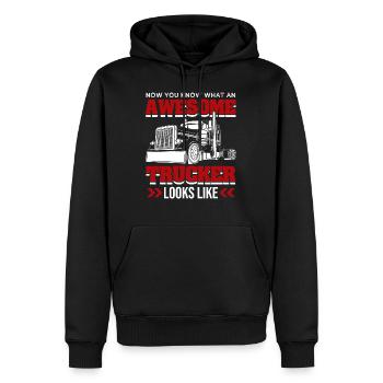 Awesome trucker - Men’s Premium Organic Hoodie - black - Front - Nico (187cm)
