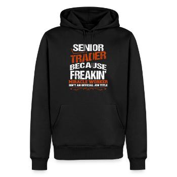 Senior trader - Men’s Premium Organic Hoodie - black - Front - Nico (187cm)