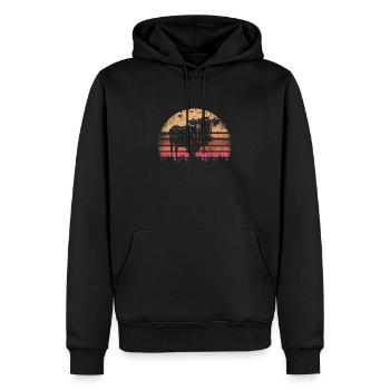 Kuh retro - Männer Premium Bio Hoodie - Schwarz - Vorne - Nico (187cm)