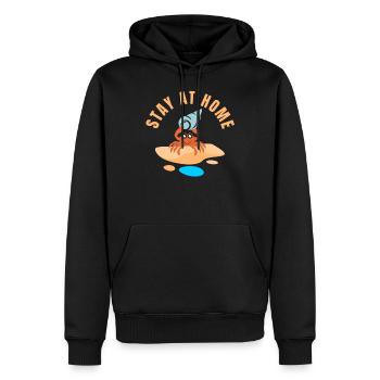 Stay At Home champion du monde de crabe ermite ermite - Sweat à capuche Premium bio Homme - noir - Devant - Nico (187cm)