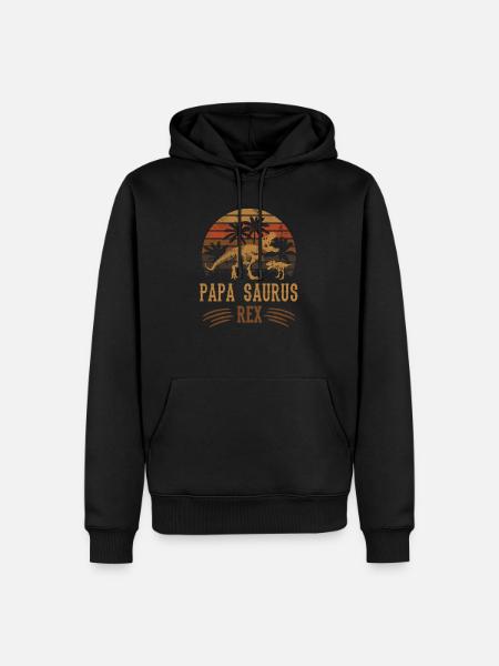 Papa Saurus Rex Dinosaurier Saurier Vatertag - Männer Premium Bio Hoodie - Schwarz