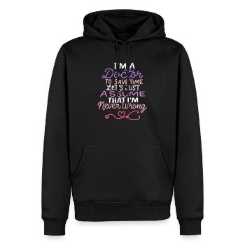 Je suis un docteur T-shirt Drôle docteur toujours raison - Sweat à capuche Premium bio Homme - noir - Devant - Nico (187cm)