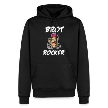 Brot Rocker Bäcker Rock'n' Roll Bäckerei - Männer Premium Bio Hoodie - Schwarz - Vorne - Nico (187cm)
