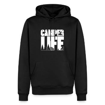 Camper Life Nature Camping Aventure Voyage - Sweat à capuche Premium bio Homme - noir - Devant - Nico (187cm)