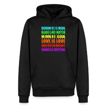 Science Is Real Black Lives Matter Love Is Love - Men’s Premium Organic Hoodie - black - Front - Nico (187cm)