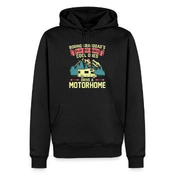Camping en camping-car | Cadeau Grand-père Camper Camping - Sweat à capuche Premium bio Homme - noir - Devant - Nico (187cm)