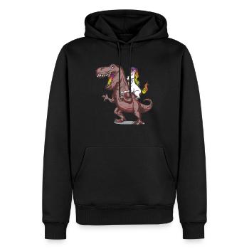 Rex Einhorn Dino - Männer Premium Bio Hoodie - Schwarz - Vorne - Nico (187cm)