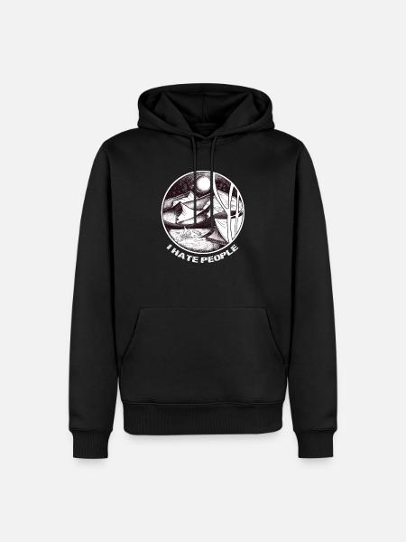 I Hate People Camping - Männer Premium Bio Hoodie - Schwarz