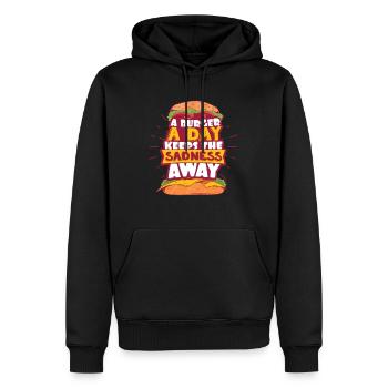 Burger - Sweat à capuche Premium bio Homme - noir - Devant - Nico (187cm)
