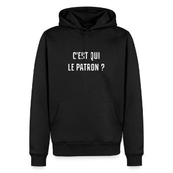 c'est qui le patron t-shirt humour - Sweat à capuche Premium bio Homme - noir - Devant - Nico (187cm)