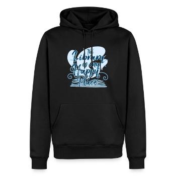 The Library Is My Happy Place - Men’s Premium Organic Hoodie - black - Front - Nico (187cm)