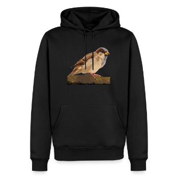 Spatz - Männer Premium Bio Hoodie - Schwarz - Vorne - Nico (187cm)