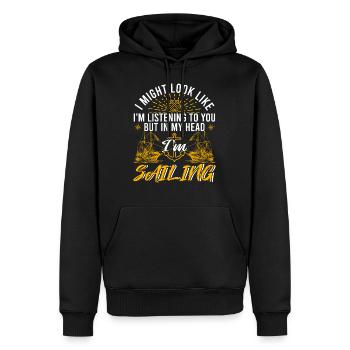 Dans ma tête, je navigue cadeau drôle de marin - Sweat à capuche Premium bio Homme - noir - Devant - Nico (187cm)