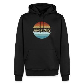 Santa Cruz California Sonnenuntergang 70er 80er - Männer Premium Bio Hoodie - Schwarz - Vorne - Nico (187cm)