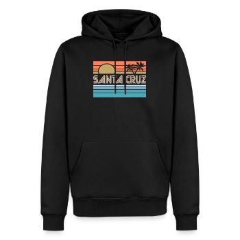 Santa Cruz California Sonnenuntergang 70er 80er - Männer Premium Bio Hoodie - Schwarz - Vorne - Nico (187cm)