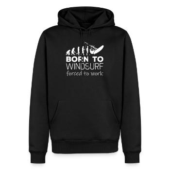Born To Windsurf Forced To Work Evolution - Männer Premium Bio Hoodie - Schwarz - Vorne - Nico (187cm)