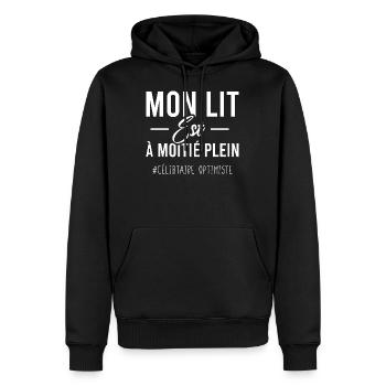 Célibataire Humour solitude cadeau drôle - Sweat à capuche Premium bio Homme - noir - Devant - Nico (187cm)