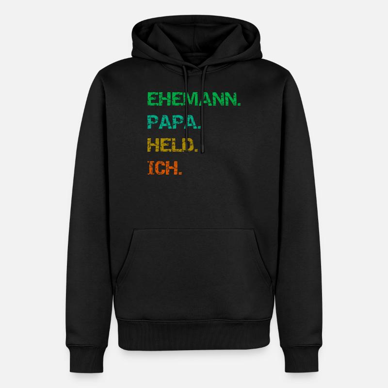 Ehemann Papa Held Ich - Männer Premium Bio Hoodie - Schwarz