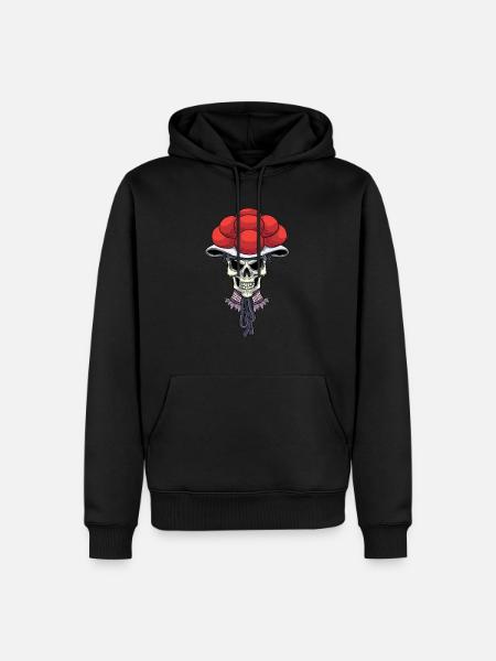 Cooles Totenkopf Bollenhut Schwarzwald Schädel - Männer Premium Bio Hoodie - Schwarz