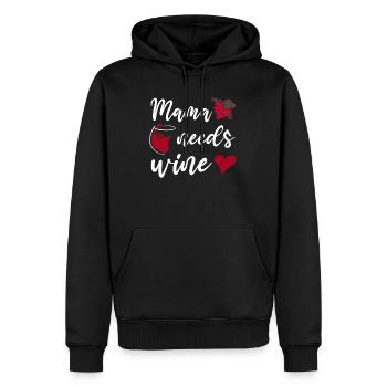 Maman a besoin de Wine Mother Mothers Day Wine amateurs - Sweat à capuche Premium bio Homme - noir - Devant - Nico (187cm)