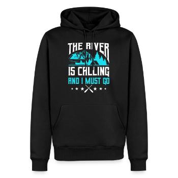 Kayak The River Is Calling And I Must Go - Men’s Premium Organic Hoodie - black - Front - Nico (187cm)