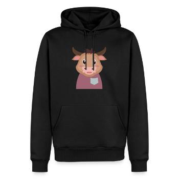 Taureau vache - Sweat à capuche Premium bio Homme - noir - Devant - Nico (187cm)