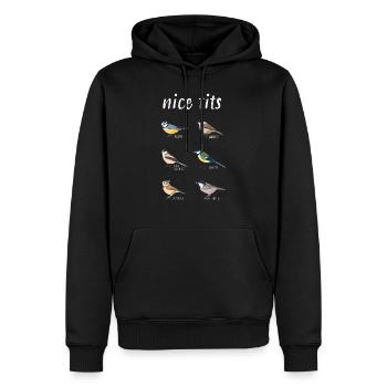 Cadeau d'oiseau drôle d'observation d'oiseaux "beaux seins" - Sweat à capuche Premium bio Homme - noir - Devant - Nico (187cm)