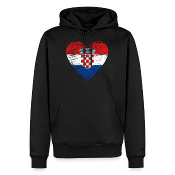 Croatia flag vintage heart used look - Men’s Premium Organic Hoodie - black - Front - Nico (187cm)