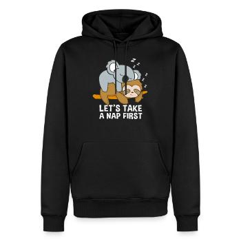 Sloth koala endormi mocassins mignons - Sweat à capuche Premium bio Homme - noir - Devant - Nico (187cm)