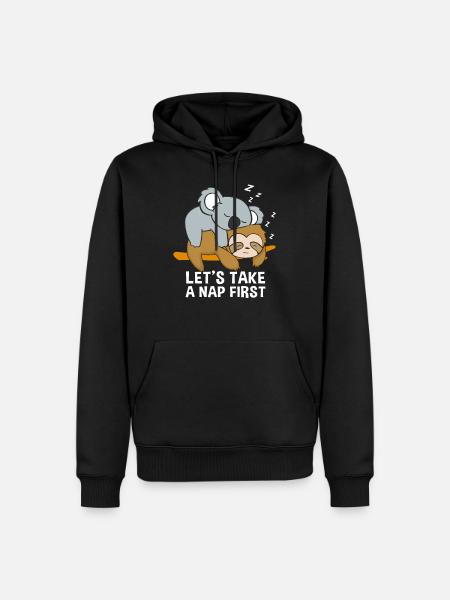 Sloth koala sleeping late riser cute loafers - Men’s Premium Organic Hoodie - black