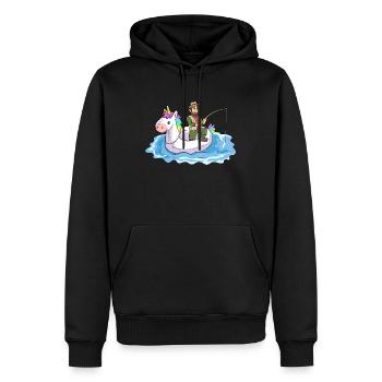 Angeln Einhorn Schwimmreifen Gummiboot Angler - Männer Premium Bio Hoodie - Schwarz - Vorne - Nico (187cm)