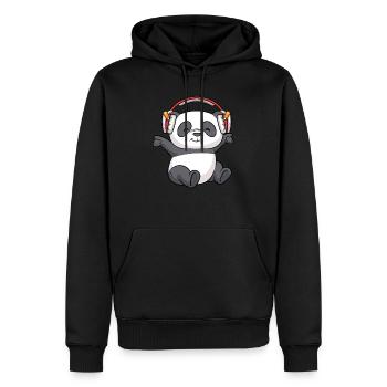 DJ Panda Kopfhörer Pandabär Bär - Männer Premium Bio Hoodie - Schwarz - Vorne - Nico (187cm)