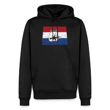 Hamster soldat Pays-Bas tireur de fusil militaire - Sweat à capuche Premium bio Homme - noir - Devant - Nico (187cm)