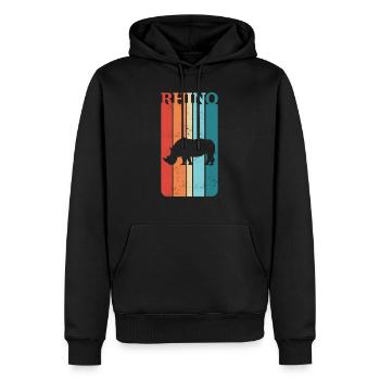Cadeau de rhinocéros rhinocéros rétro vintage - Sweat à capuche Premium bio Homme - noir - Devant - Nico (187cm)