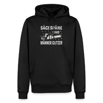 Sägespäne Männer Glitzer Forstwirtschaft Förster - Männer Premium Bio Hoodie - Schwarz - Vorne - Nico (187cm)