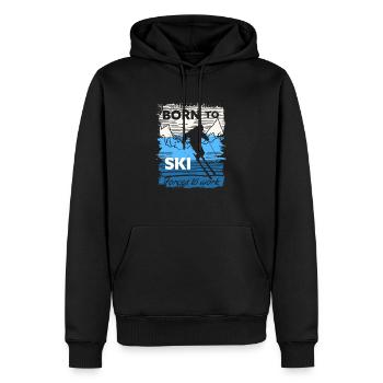 Vintage Born To Ski, obligé de travailler - Sweat à capuche Premium bio Homme - noir - Devant - Nico (187cm)