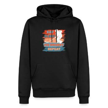 Mangez sommeil répétition de hockey sur glace, cadeau de hockey sur glace - Sweat à capuche Premium bio Homme - noir - Devant - Nico (187cm)