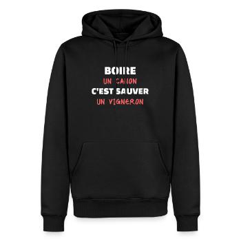 t-shirt humour apéro boire un canon vigneron noel - Sweat à capuche Premium bio Homme - noir - Devant - Nico (187cm)