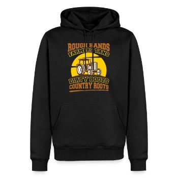 Rough Hands Farmers Tans Country Roots - Männer Premium Bio Hoodie - Schwarz - Vorne - Nico (187cm)