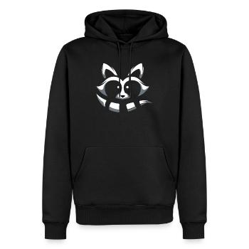 Waschbär im Minimalism-Design - Männer Premium Bio Hoodie - Schwarz - Vorne - Nico (187cm)