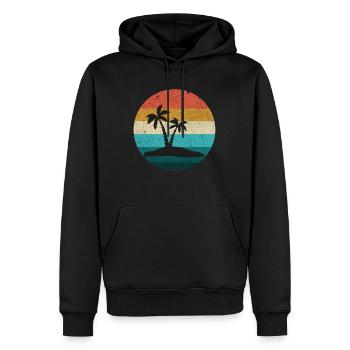 Vintage Ibiza Insel Sonnenuntergang Retro Sommer - Männer Premium Bio Hoodie - Schwarz - Vorne - Nico (187cm)