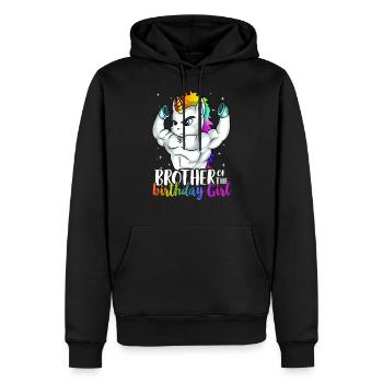 Brother of Birthday Girl Unicorn Boys Son - Sweat à capuche Premium bio Homme - noir - Devant - Nico (187cm)