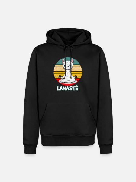 Yoga Meditation Mindfulness Lama - Namaste - Men’s Premium Organic Hoodie - black